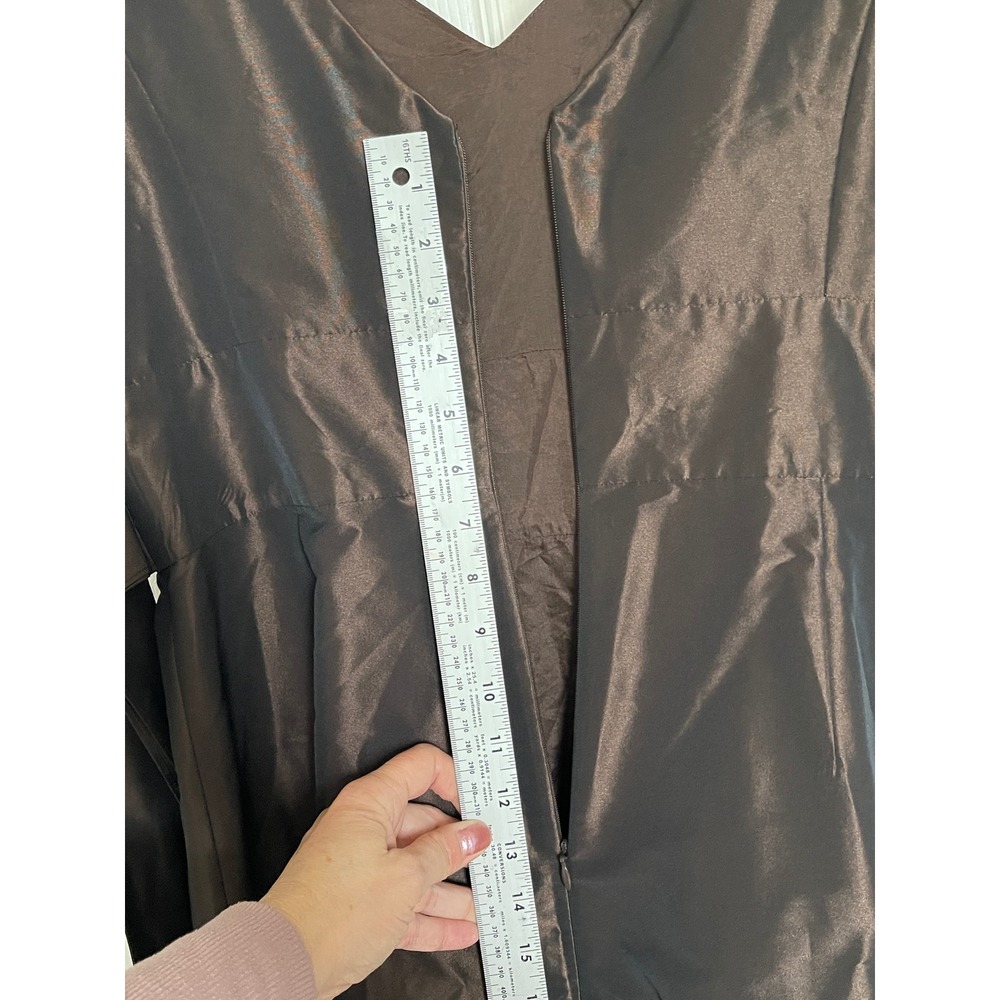 Ann Taylor Satin Cocktail Dress Womens Size 6 Brown V Neck Bow Back Formal Party - Picture 6 of 16